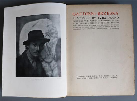 Pound, Ezra - Gauder-Brzeska: A Memoir, 1st edition, 4to, original cloth, front board lettered in gilt and blind